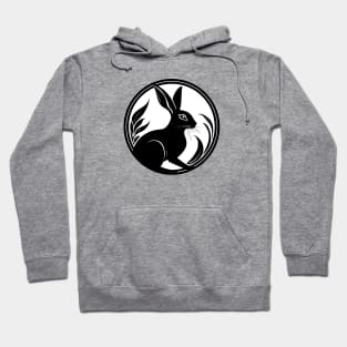 Black Wild Rabbit in the Moon Simple Nature Art Hoodie